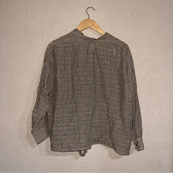 Caron Callahan | Linen Lagenlook Plaid Button Down Top And Pants Size: Large - Picture 4 of 6